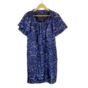 Hugo Boss Diphie Silk Print Shift Dress Blue Size 8